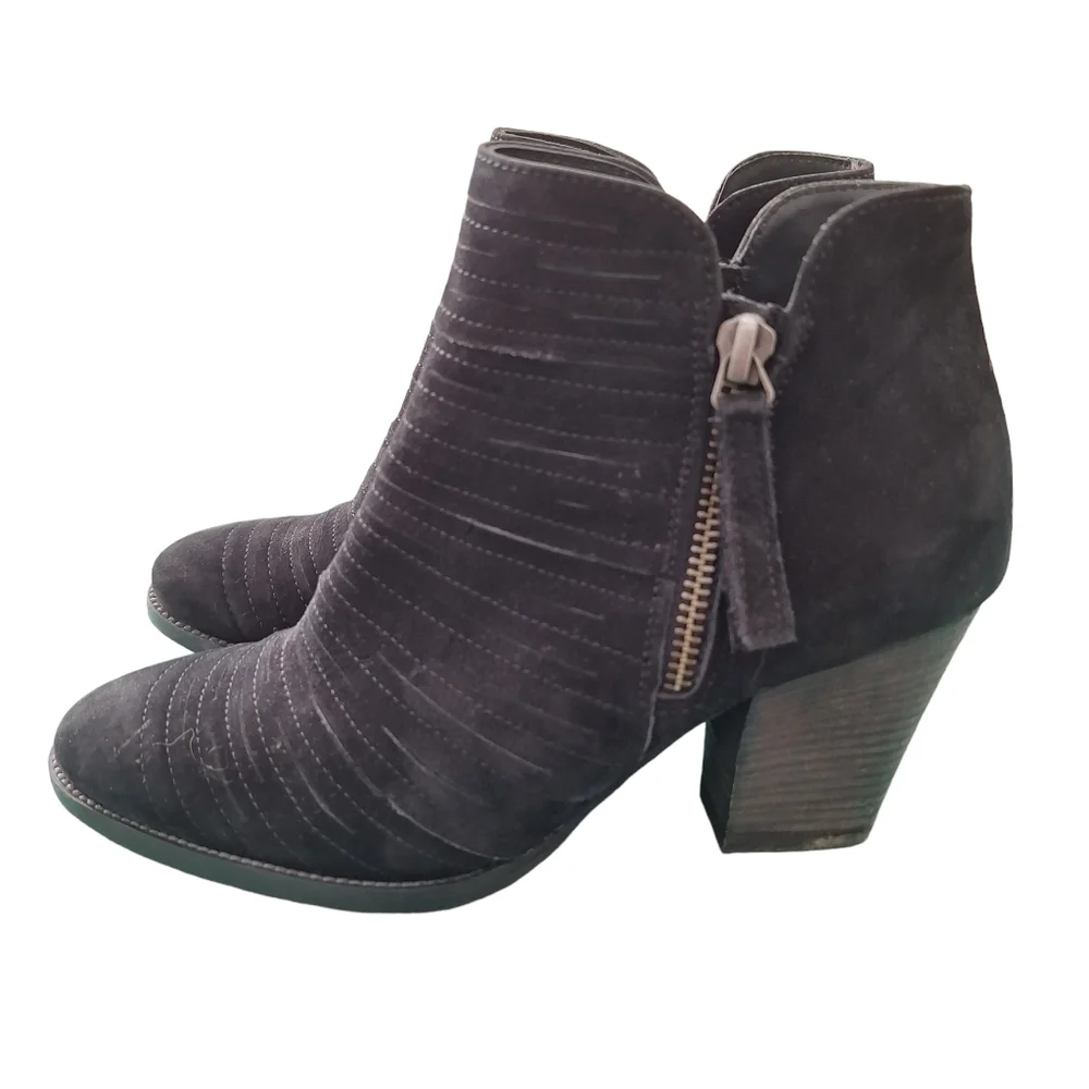 Paul Green Malibu Sliced Double Zip Up Ankle Boots Booties Black Suede sz6